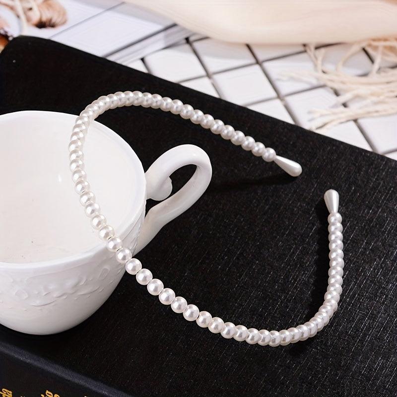 2pcs Faux Pearl Headband Hairbands Bridal Hair Hoop Hair Accessories