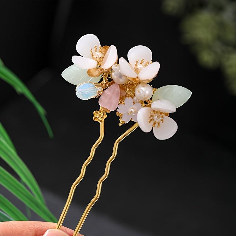Vintage Flower & Pearl Hair Clip Wedding Hairpin