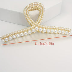 Large Faux Pearl Hair Claw for Women Girls