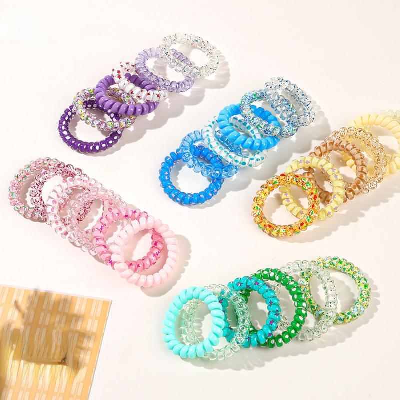 6pcs Candy Spiral Hair Tie Hair Sing No Crease Hair Ring Hair Accessories