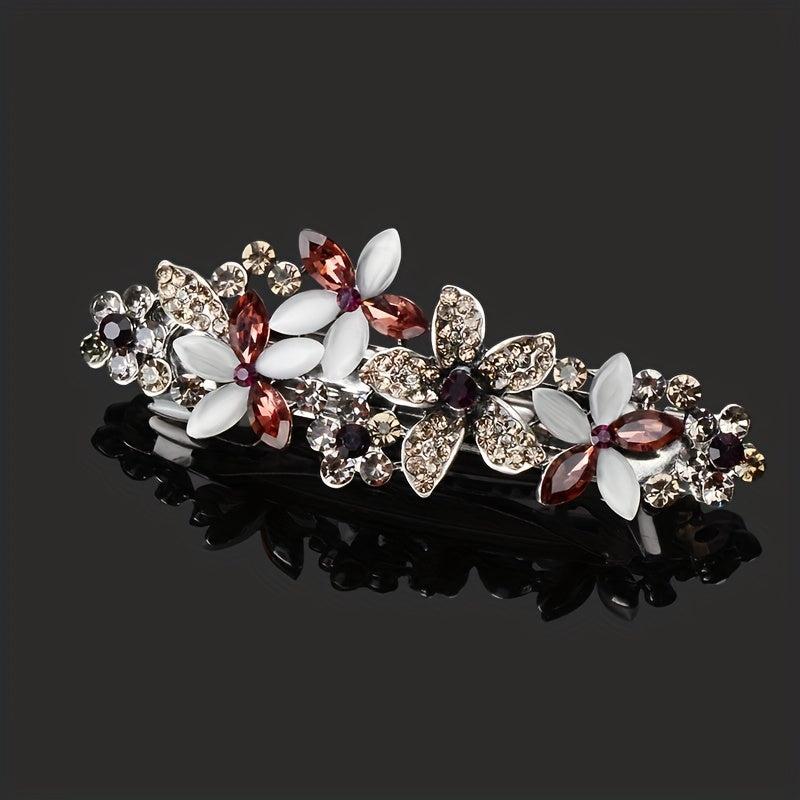 Rhinestone Flower Hair Clip French Barrette Hair Accessories