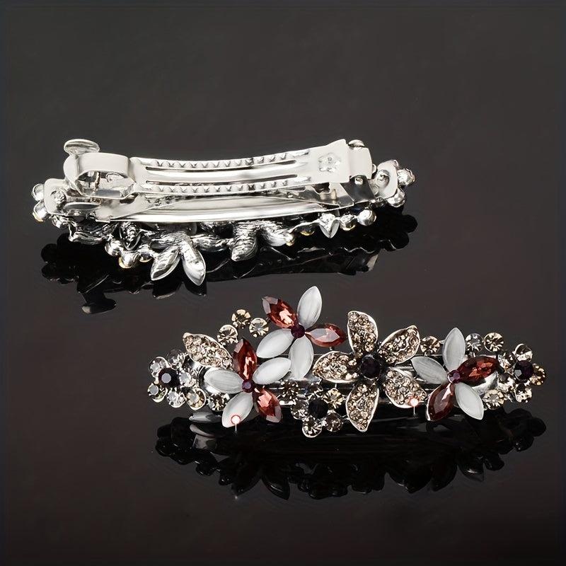 Rhinestone Flower Hair Clip French Barrette Hair Accessories