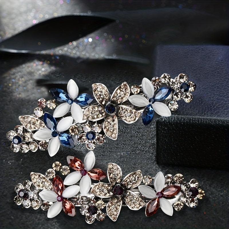 Rhinestone Flower Hair Clip French Barrette Hair Accessories