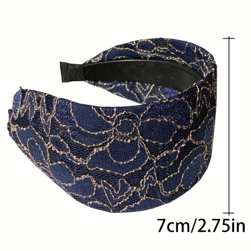 Wide Lace Hairband Embroidery Flower Retro Headband Elastic Hairbands