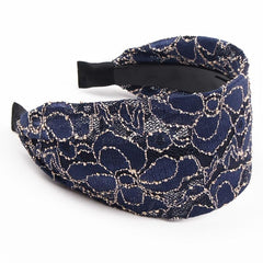 Wide Lace Hairband Embroidery Flower Retro Headband Elastic Hairbands