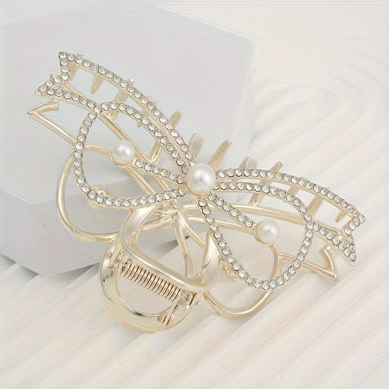 Rhinestone Butterfly Bow Hair Clip for Women Girls