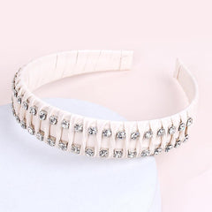 Hand Braided Headband Rhinestone Leather Hairband