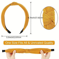 4PCS Fabric Hairband Knotted Wide Brim Knitting Striped Hair Hoop