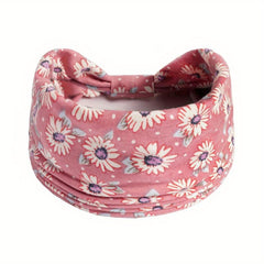 Daisy Pattern Headband Wide Sweatband Boho Style Hair Band