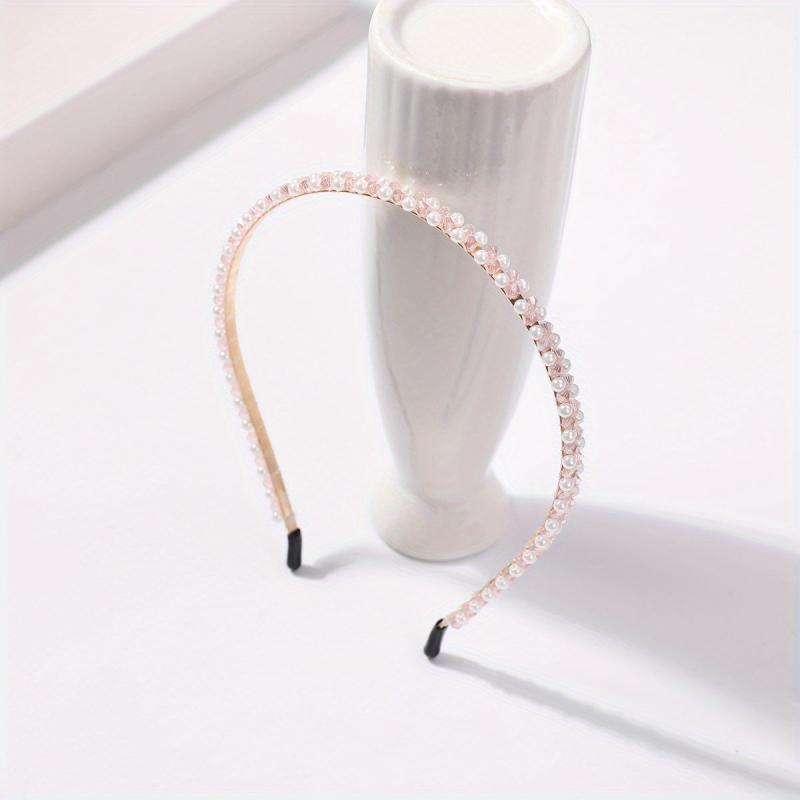 Faux Pearl Beaded Headband Non slip Head Hoop Skinny Headdress Hair Band