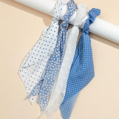 4pcs Polka Dot Hair Rope Ribbon Tails Hair Ring Elastic Ponytail Holder