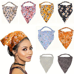 Floral Triangle Scarf Hair Tie Women's Headscarf NeckScarf Hair Band