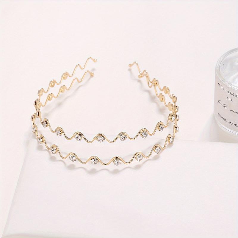 Wavy Rhinestone Head Hoop Hair Accessories for Women Girls