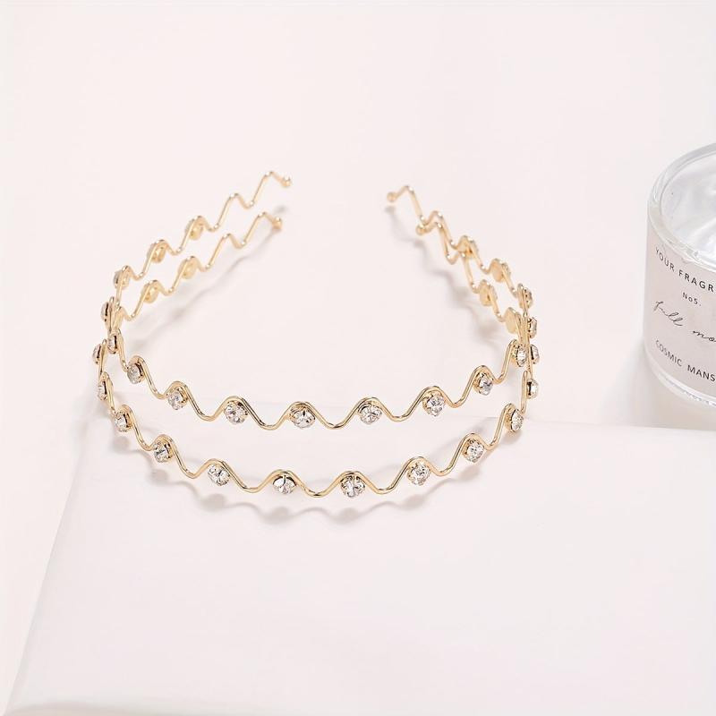 Wavy Rhinestone Head Hoop Hair Accessories for Women Girls