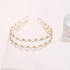 Wavy Rhinestone Head Hoop Hair Accessories for Women Girls