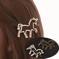 Hollow Horse Hairpin Women's Side Clip Jewelry Pony Hairpin Accessories