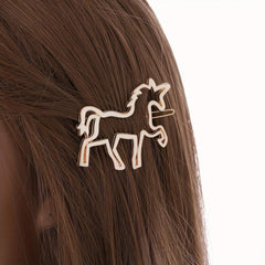 Hollow Horse Hairpin Women's Side Clip Jewelry Pony Hairpin Accessories