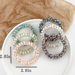 6pcs Floral Wire Hair Tie Ponytail Holder Vintage Hair Band Elastic Headwear