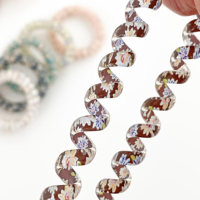 6pcs Floral Wire Hair Tie Ponytail Holder Vintage Hair Band Elastic Headwear