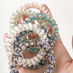 6pcs Floral Wire Hair Tie Ponytail Holder Vintage Hair Band Elastic Headwear