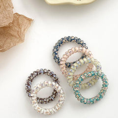 6pcs Floral Wire Hair Tie Ponytail Holder Vintage Hair Band Elastic Headwear