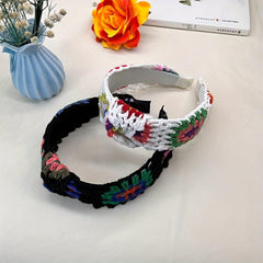 Crochet Wool Headband Flower Pattern Hair Accessories For Women