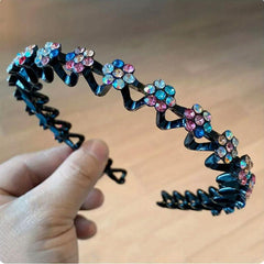 Glitter Rhinestone Flower Headband for Women Girls