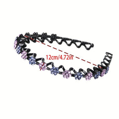 Glitter Rhinestone Flower Headband for Women Girls