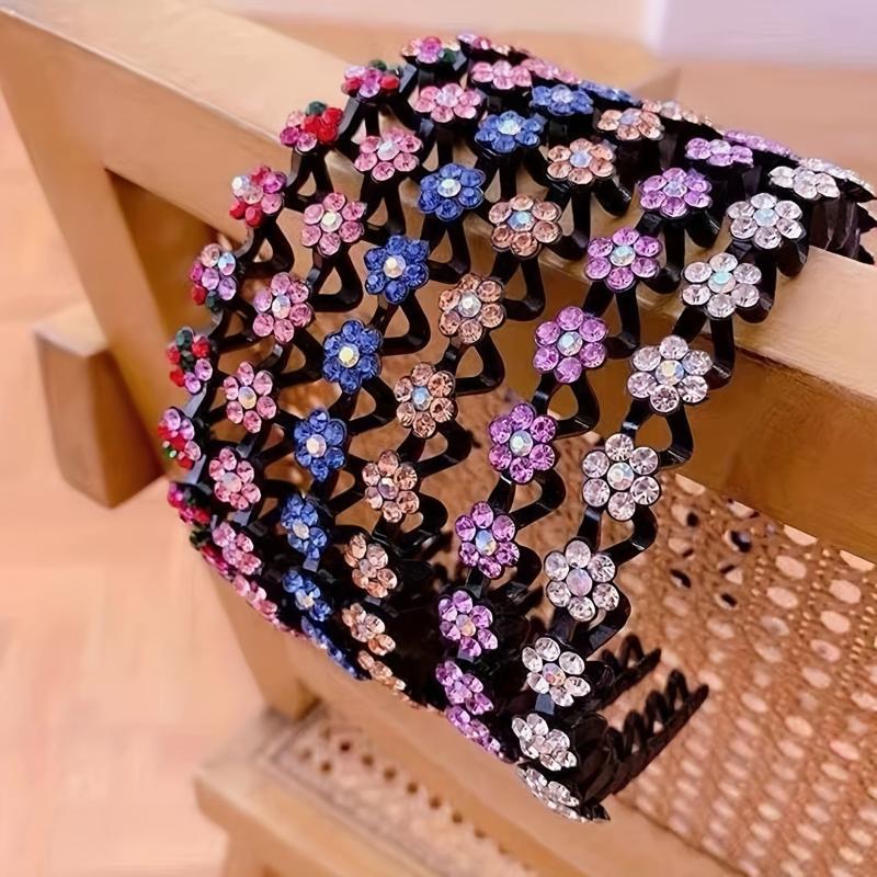 Glitter Rhinestone Flower Headband for Women Girls