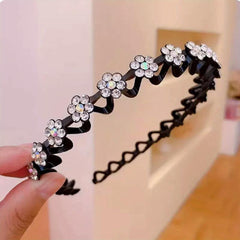 Glitter Rhinestone Flower Headband for Women Girls