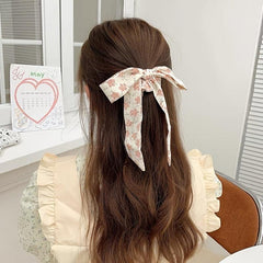 4pcs Floral Bow Hair Tie Ribbon Scarf Large Colorful Scrunchies