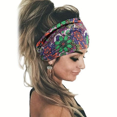 Floral Butterfly Print Headband Ladies Sports Sweatband