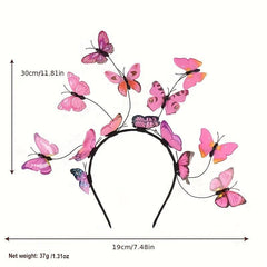 3D Butterfly Headband Crown Tea Party Halloween Accessory for Girls
