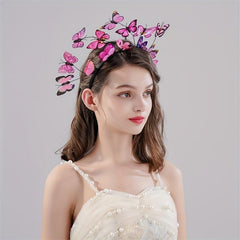 3D Butterfly Headband Crown Tea Party Halloween Accessory for Girls