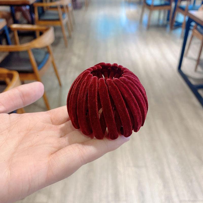 Velvet Bird's Nest Hair Clip Ponytail Holders
