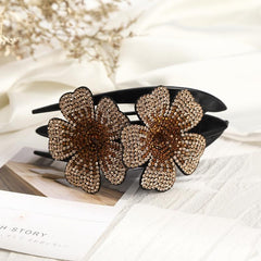 Flower Rhinestones Hair Clips Ponytail Clips Nonslip Women Hair Dovetail Clips