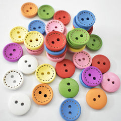 Round Wooden Buttons Fashionable DIY Clothing Accessories