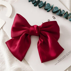 Big Satin Solid Bow Hair Clips Hairpin Women Barrettes 1pc