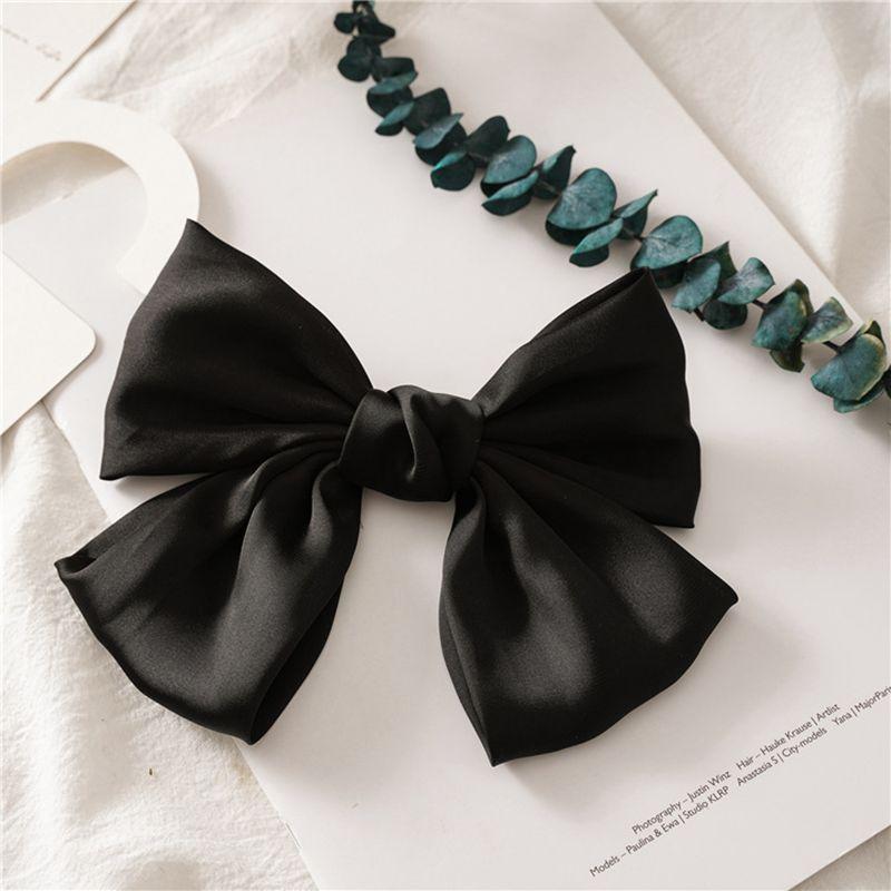 Big Satin Solid Bow Hair Clips Hairpin Women Barrettes 1pc