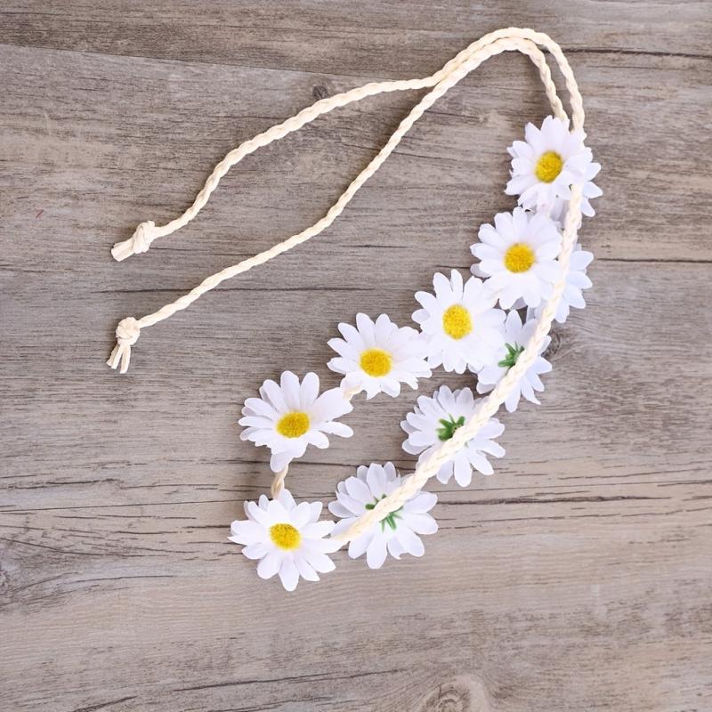 Boho Daisy Hair Wreath Bridal Headpiece for Women Girls Props Party