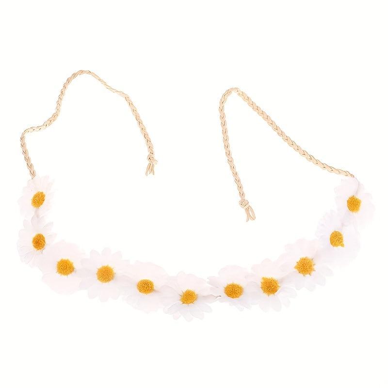 Boho Daisy Hair Wreath Bridal Headpiece for Women Girls Props Party