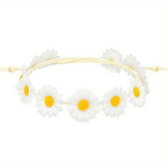 Boho Daisy Hair Wreath Bridal Headpiece for Women Girls Props Party