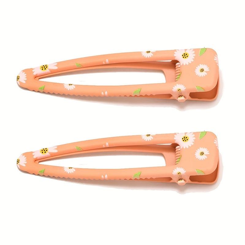 10pcs Floral Print Hair Clip Minimalist Duckbill Hair Pin Headwear
