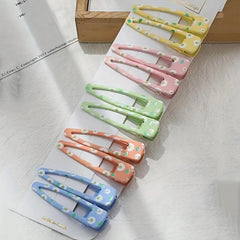 10pcs Floral Print Hair Clip Minimalist Duckbill Hair Pin Headwear