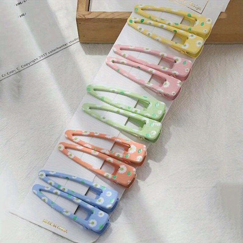 10pcs Floral Print Hair Clip Minimalist Duckbill Hair Pin Headwear