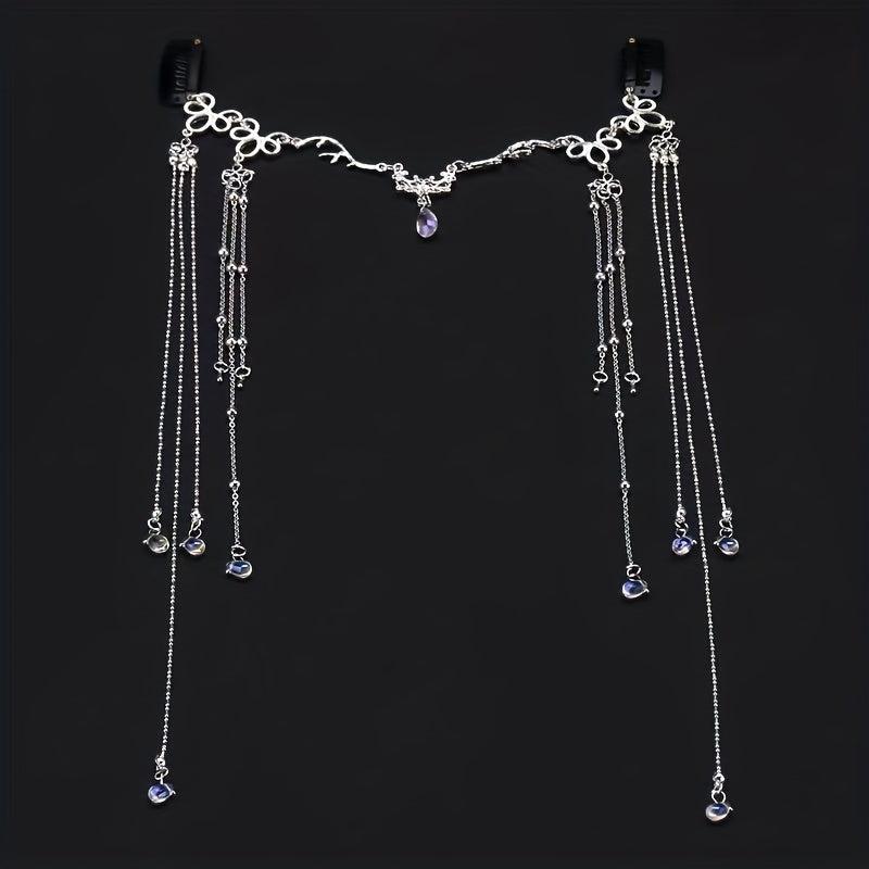 Chinese Retro Tassel Headpiece Rhinestone Hair Pin for Women