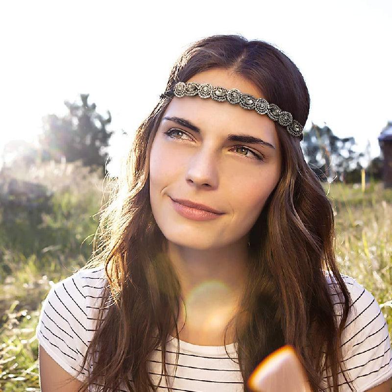 Beaded Bridal Headband Rhinestone Hair Accessories Vintage Party Headdress