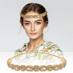 Beaded Bridal Headband Rhinestone Hair Accessories Vintage Party Headdress
