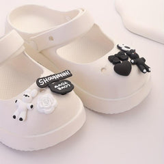 10pcs Cartoon Bunny Shoe Charm With Chain & Pattern Clogs Buckle