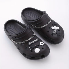 10pcs Cartoon Bunny Shoe Charm With Chain & Pattern Clogs Buckle